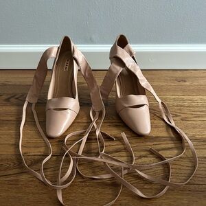 Elegant ballet inspired Authentic Marni Nude Leather Wrap-Around Heels
